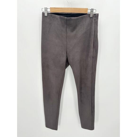 Ann Taylor Gray Faux Suede Seamed Side Zip Leggings Pants Womens Size 2 - Picture 1 of 8